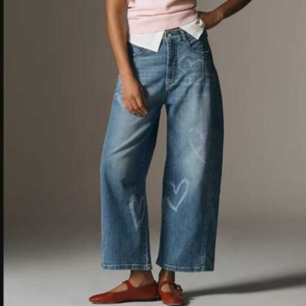 Pilcro Blue Wide-Leg Barrel Jeans from Anthropologie